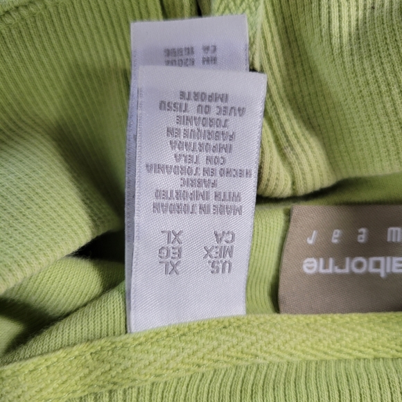 Womans Liz Claiborne Liz Wear Zip Front Jacket Knit Bright Green Size XL - Picture 9 of 10